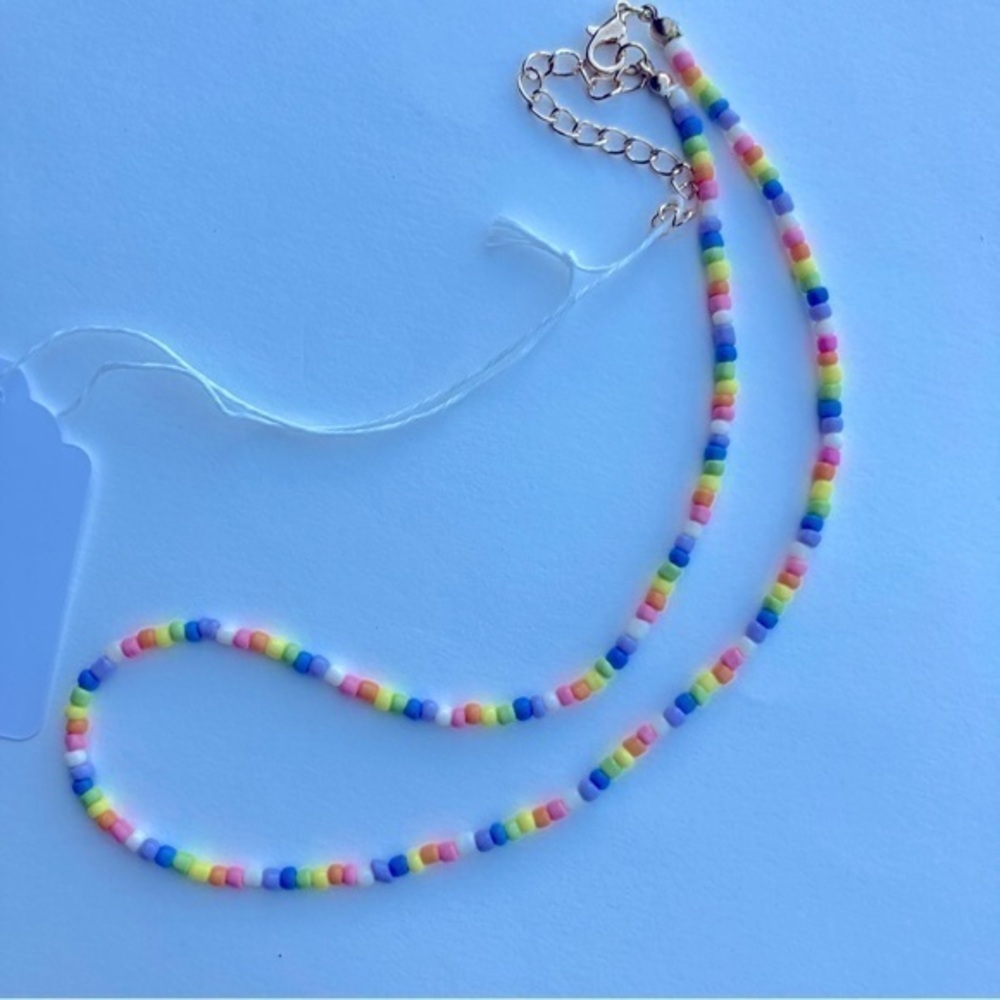 🍒 5/$25 🍒 Handmade Beaded Necklace Rainbow | E14